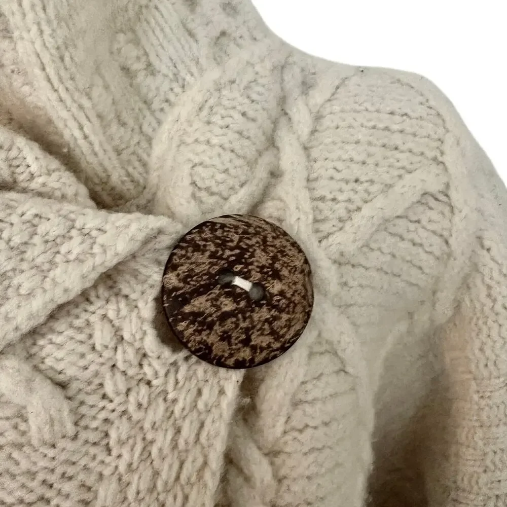 Vintage 60s Carraig Donn Ireland 100% Merino Wool Fisherman Knit Swing Cardigan